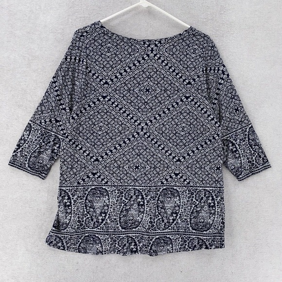 Lucky Brand Tunic Top Womens‎ 1X Boho Peasant Blouse Floral Ditsy Paisley - Picture 2 of 14